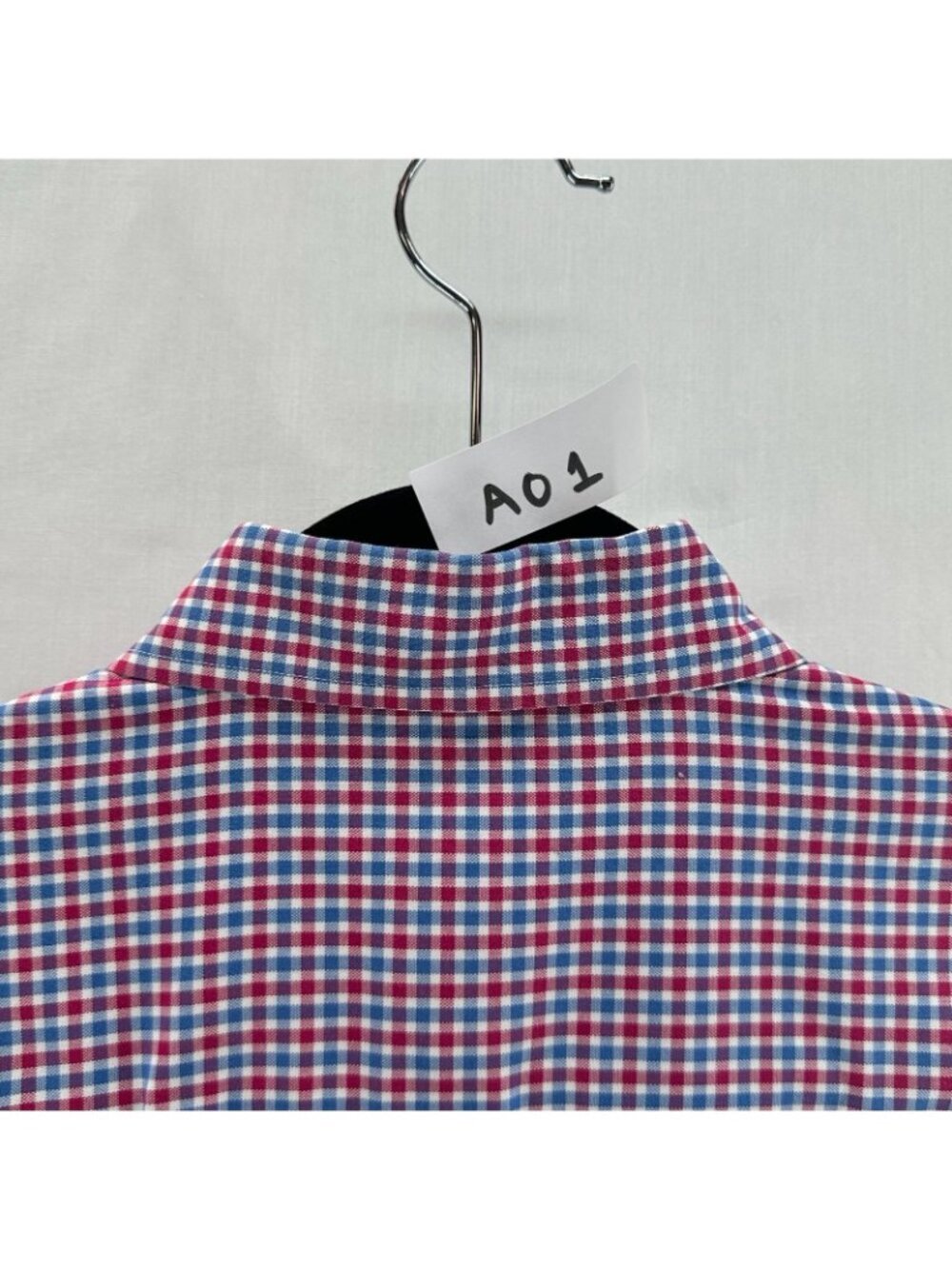 David Donahue Button Down Shirt Men M 100% Cotton Long Sleeve Gingham Red/ Blue - Picture 12 of 12